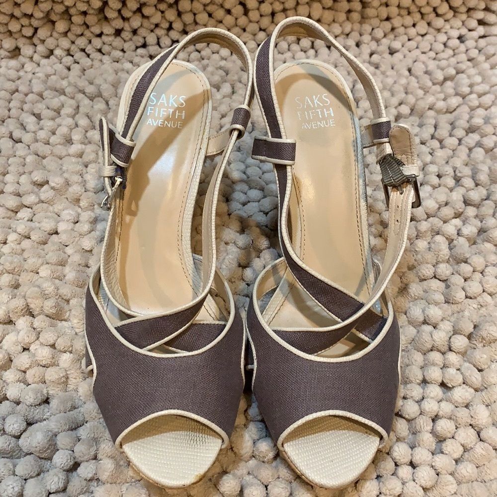 Saks Fifth Avenue open toe wedge shoe